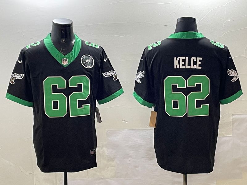 Men Philadelphia Eagles #62 Kelce Black three generations 2025 Nike Vapor Limited NFL Jersey style 3->philadelphia eagles->NFL Jersey